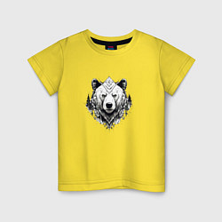 Футболка хлопковая детская Геометрический медведь, цвет: желтый