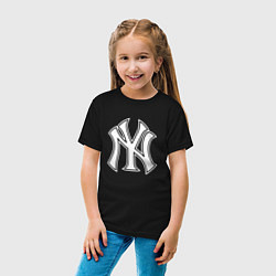 Футболка хлопковая детская New York yankees - baseball logo, цвет: черный — фото 2