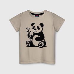 Детская футболка Сидящая панда с бамбуком в лапе