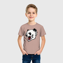 Футболка хлопковая детская Оскал панды, цвет: пыльно-розовый — фото 2