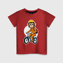 Детская футболка Обезьяна на велосипеде