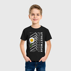 Футболка хлопковая детская Ромашка streetwear, цвет: черный — фото 2