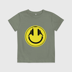 Футболка хлопковая детская Смайл диджея, цвет: авокадо