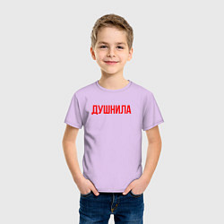 Футболка хлопковая детская Душнила - надпись, цвет: лаванда — фото 2