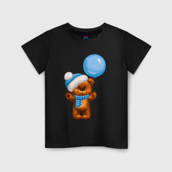 Детская футболка Плюшевый мишка с голубым воздушным шариком