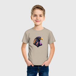 Футболка хлопковая детская Иллюстрация орла, цвет: миндальный — фото 2