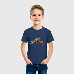 Футболка хлопковая детская Фрактальная лягушка, цвет: тёмно-синий — фото 2