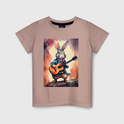 Детская футболка Милый романтичный кролик c гитарой