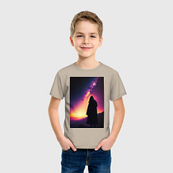 Футболка хлопковая детская Млечный путь и путник, цвет: миндальный — фото 2