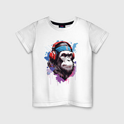 Детская футболка Шимпанзе в наушниках