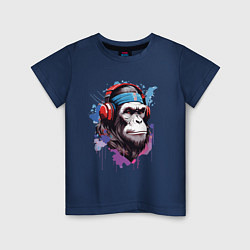 Детская футболка Шимпанзе в наушниках