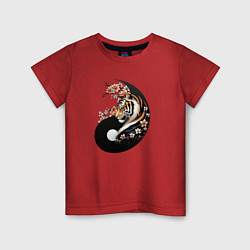 Футболка хлопковая детская Тигр - Янь, цвет: красный