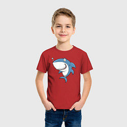 Футболка хлопковая детская Cute shark, цвет: красный — фото 2