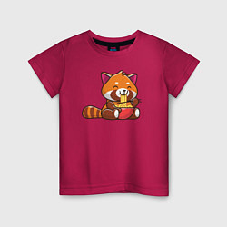 Детская футболка Красная панда ест лапшу