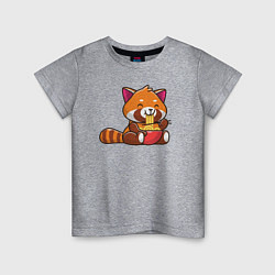 Детская футболка Красная панда ест лапшу