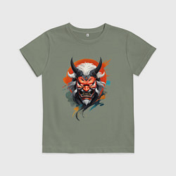 Детская футболка Беловолосый демон маска самурая