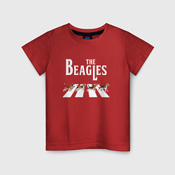 Футболка хлопковая детская Бигли The Beatles пародия, цвет: красный