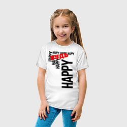 Футболка хлопковая детская Будь happy, цвет: белый — фото 2