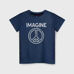 Футболка хлопковая детская Imagine peace, цвет: тёмно-синий