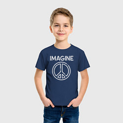 Футболка хлопковая детская Imagine peace, цвет: тёмно-синий — фото 2