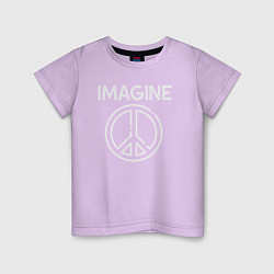 Футболка хлопковая детская Imagine peace, цвет: лаванда