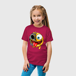Футболка хлопковая детская Радостный смайл, цвет: маджента — фото 2