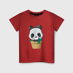 Детская футболка Милая панда в цветочном горшке