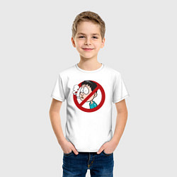 Футболка хлопковая детская No smoking boy, цвет: белый — фото 2