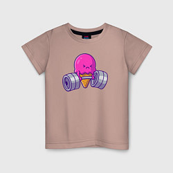 Футболка хлопковая детская Мороженое со штангой, цвет: пыльно-розовый
