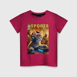 Детская футболка Прикольный котёнок - киберспорт