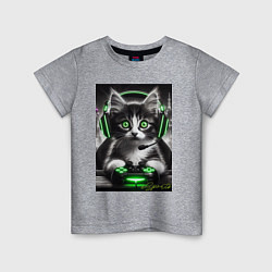 Детская футболка Котёнок командный геймер - киберспорт