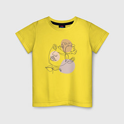 Детская футболка Девушка с цветами лайн арт
