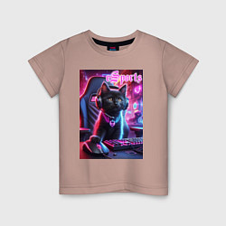 Детская футболка Чёрный котёнок - киберспорт