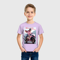 Футболка хлопковая детская Barbie racing - ai art, цвет: лаванда — фото 2