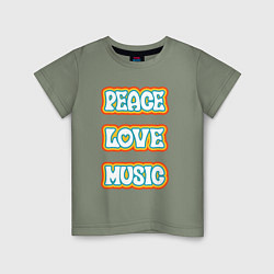 Детская футболка Мир любовь музыка