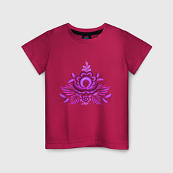 Детская футболка Малиновый цветок и узоры гжель