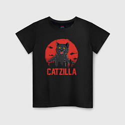 Футболка хлопковая детская Catzilla, цвет: черный