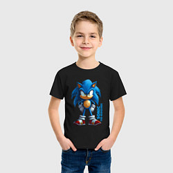 Футболка хлопковая детская Sonic - poster style, цвет: черный — фото 2