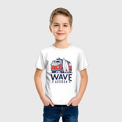 Футболка хлопковая детская Wave seeker, цвет: белый — фото 2