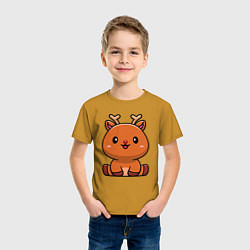 Футболка хлопковая детская Милый оленёнок, цвет: горчичный — фото 2