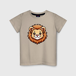 Футболка хлопковая детская Мордочка льва, цвет: миндальный