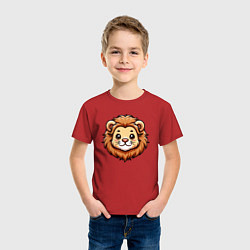 Футболка хлопковая детская Мордочка льва, цвет: красный — фото 2
