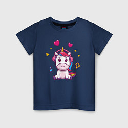 Детская футболка Единорог в наушниках