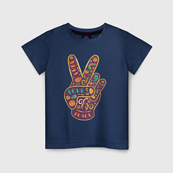 Футболка хлопковая детская Free love peace, цвет: тёмно-синий
