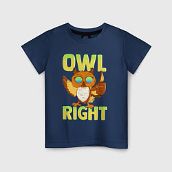 Детская футболка Owl right - каламбур отлично