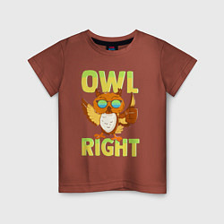 Детская футболка Owl right - каламбур отлично