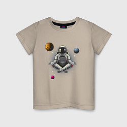 Детская футболка Космонавт в позе лотоса йога