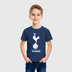 Футболка хлопковая детская Tottenham FC в стиле glitch, цвет: тёмно-синий — фото 2