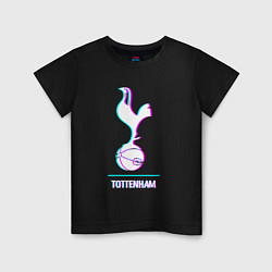 Футболка хлопковая детская Tottenham FC в стиле glitch, цвет: черный