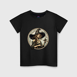 Детская футболка Ретро ведьма в шляпе